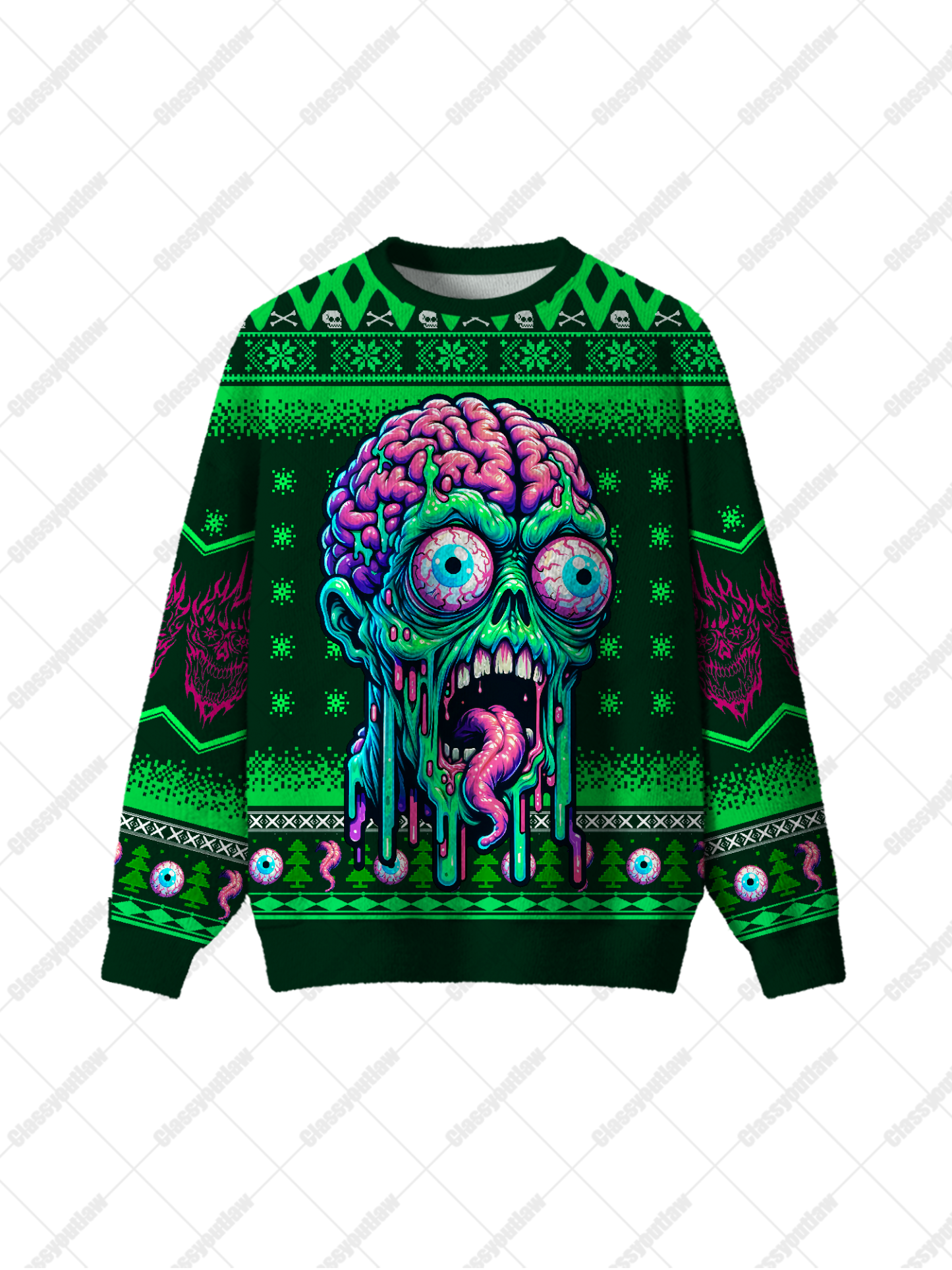 Brain Melt UGLY CHRISTMAS SWEATSHIRT-ClassyOutlaw Sale