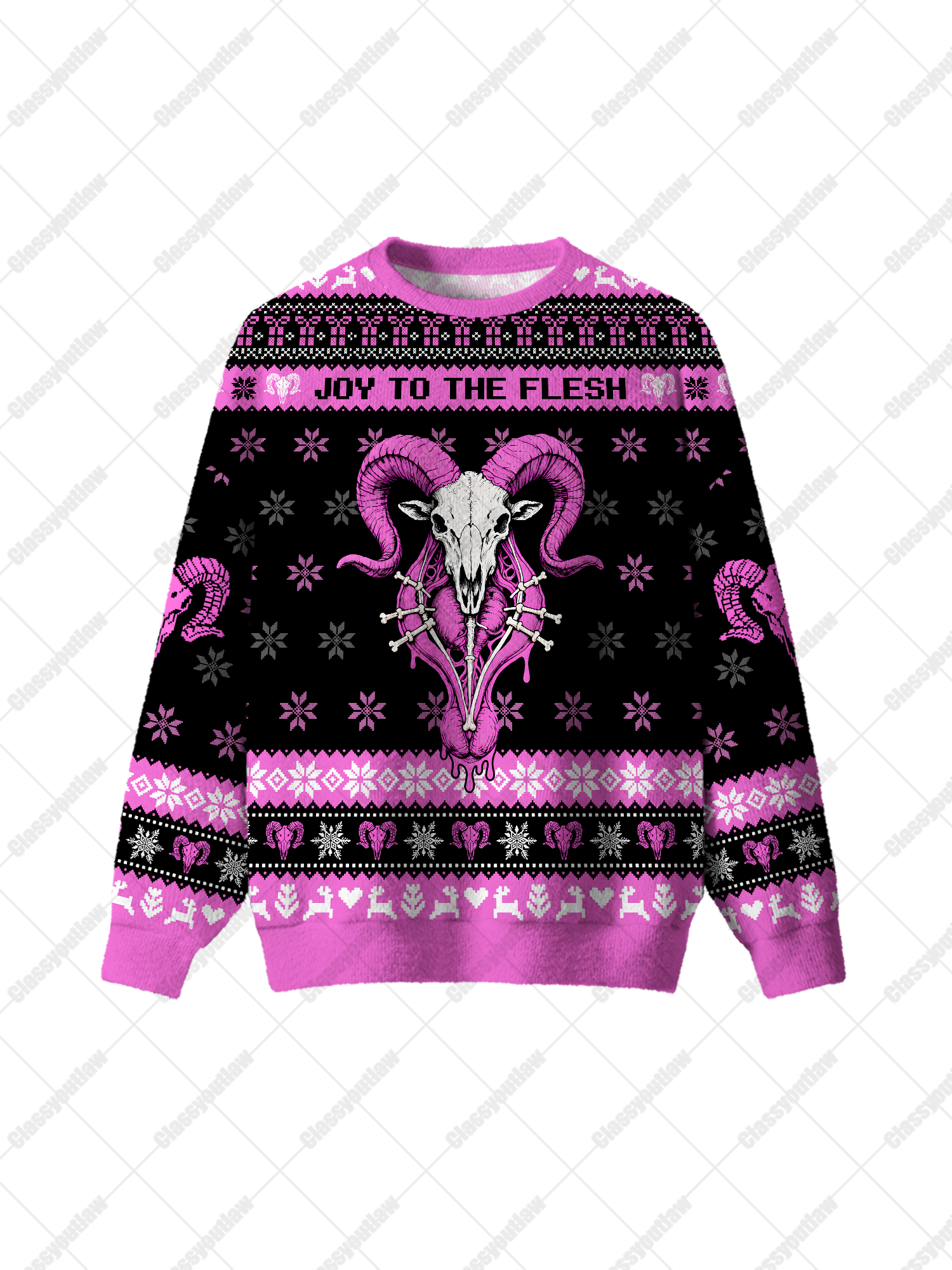 Joy To The Flesh UGLY CHRISTMAS SWEATSHIRT-ClassyOutlaw Sale