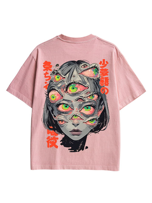 THOUSAND EYED FANTASY DOUBLE SIDED PRINT WASHED TSHIRT