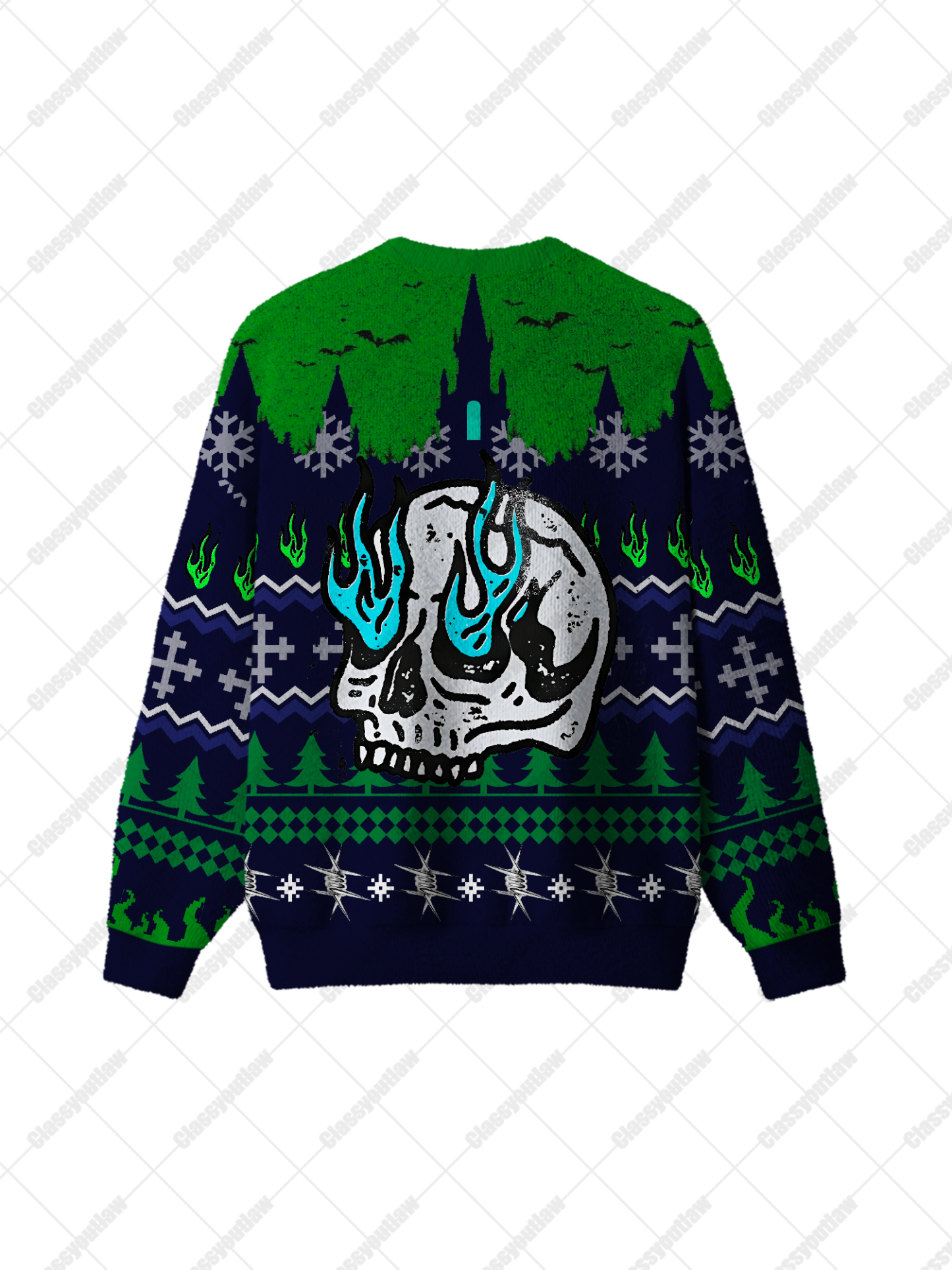 Eerie Skull UGLY CHRISTMAS SWEATSHIRT