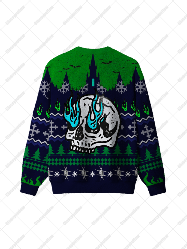 Eerie Skull UGLY CHRISTMAS SWEATSHIRT