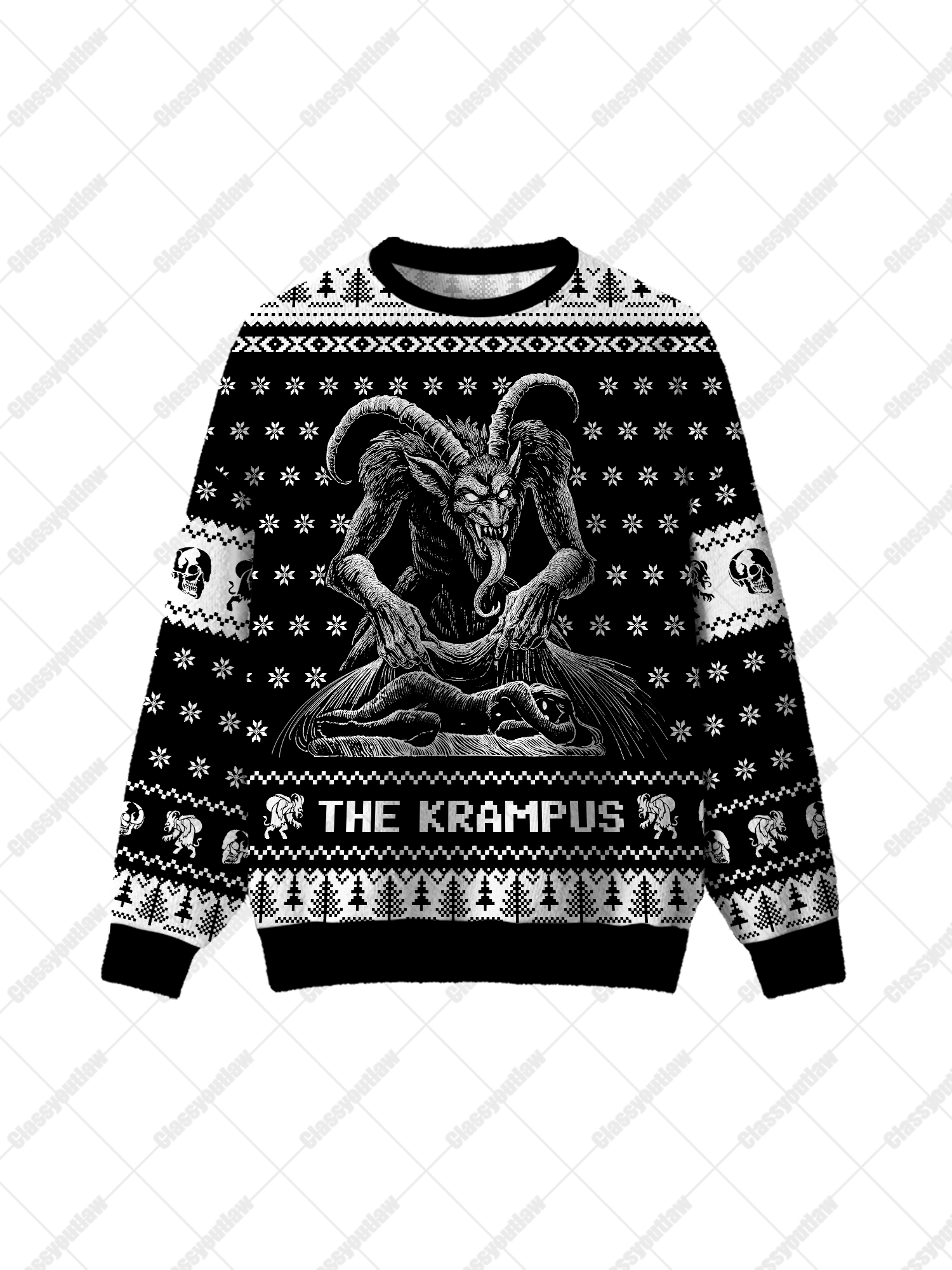 Krampus Goat Demon UGLY CHRISTMAS SWEATSHIRT-ClassyOutlaw Sale
