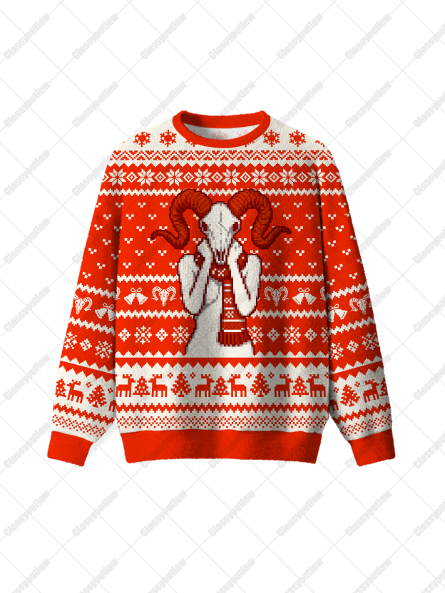 Skull Ram Horn UGLY CHRISTMAS SWEATSHIRT