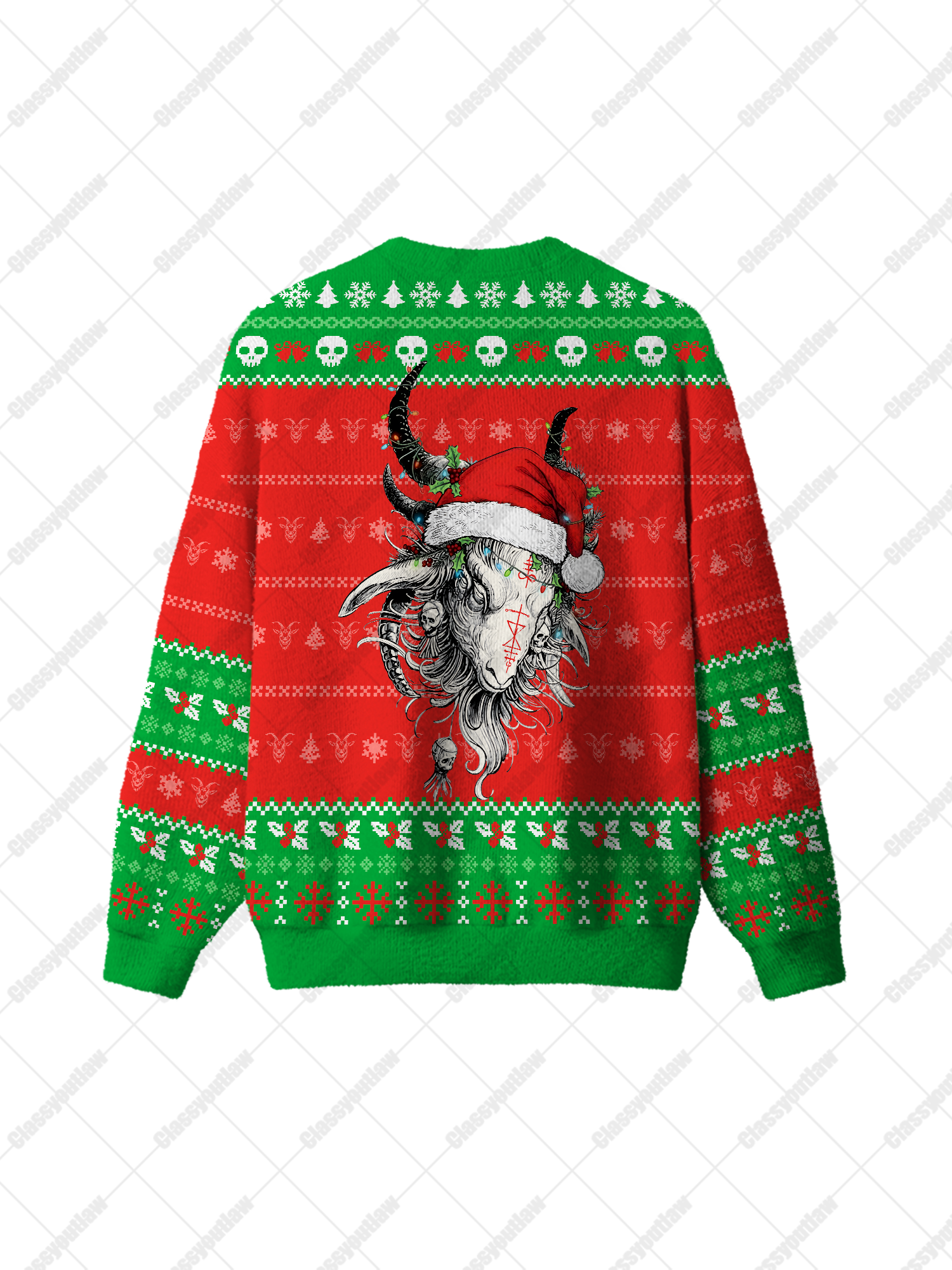 Demon Sheep Head UGLY CHRISTMAS SWEATSHIRT