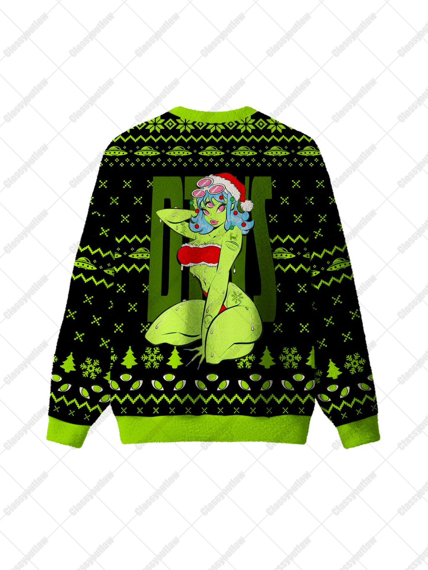Green Alien UGLY CHRISTMAS SWEATSHIRT