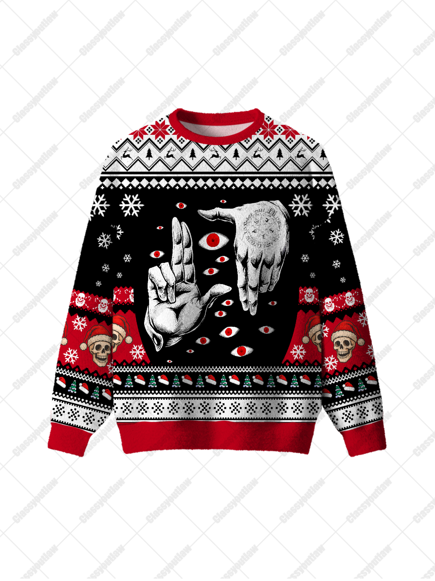 Evil Eye Hand UGLY CHRISTMAS SWEATSHIRT-ClassyOutlaw Sale