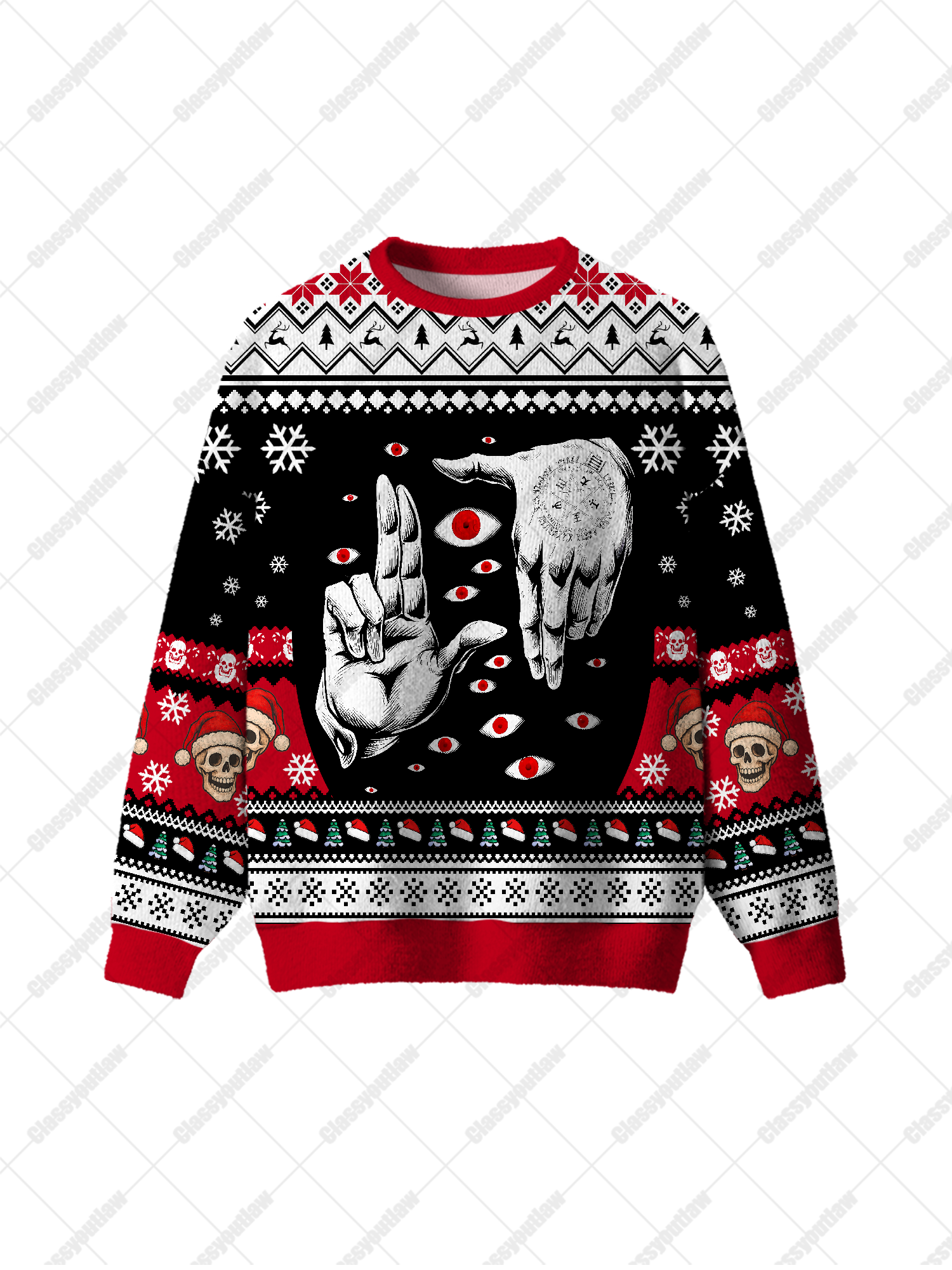 Evil Eye Hand UGLY CHRISTMAS SWEATSHIRT-ClassyOutlaw Sale