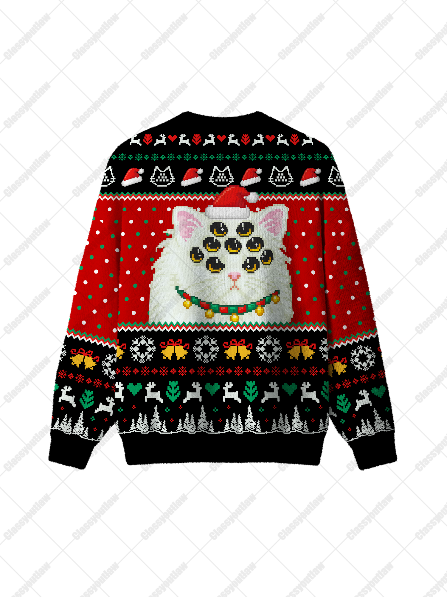 Multi-Eyed Christmas Cat UGLY CHRISTMAS SWEATSHIRT