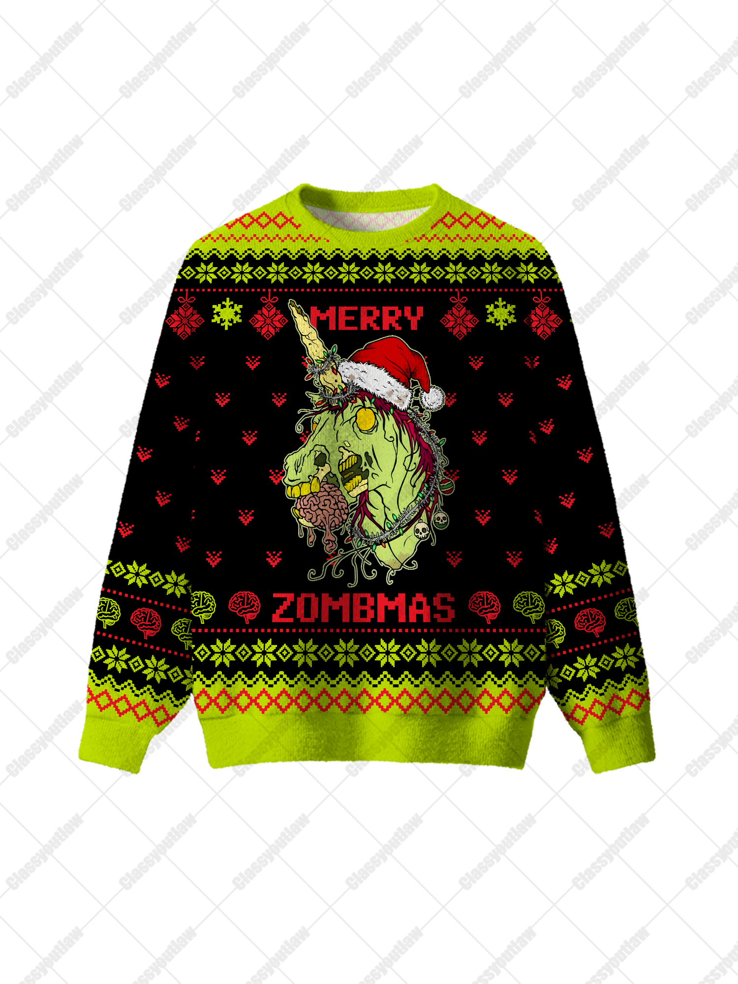 Zombie Christmas Unicorn UGLY CHRISTMAS SWEATSHIRT-ClassyOutlaw Sale