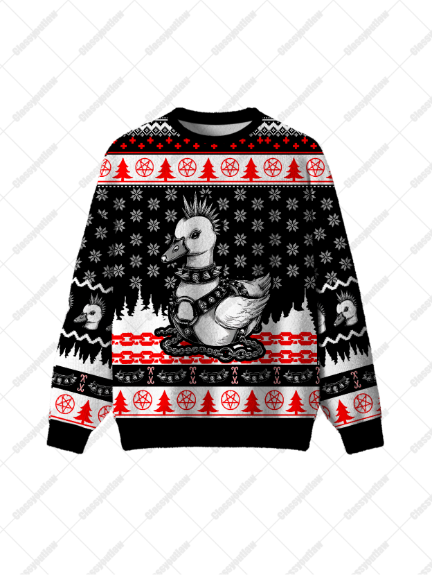 Punk Collar Duck UGLY CHRISTMAS SWEATSHIRT