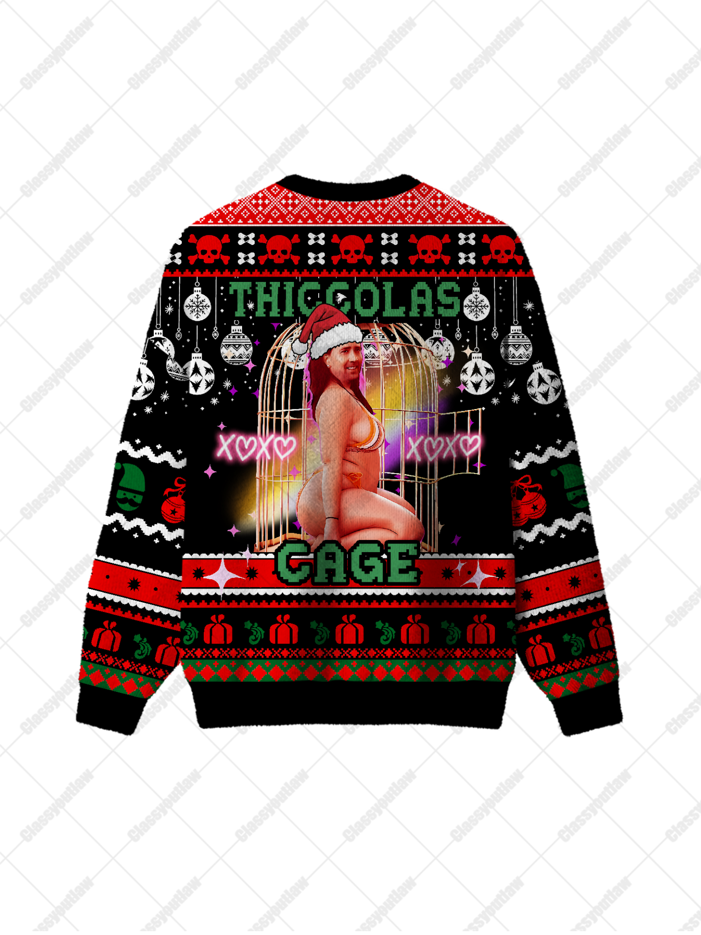 Thiccolas Cage UGLY CHRISTMAS SWEATSHIRT