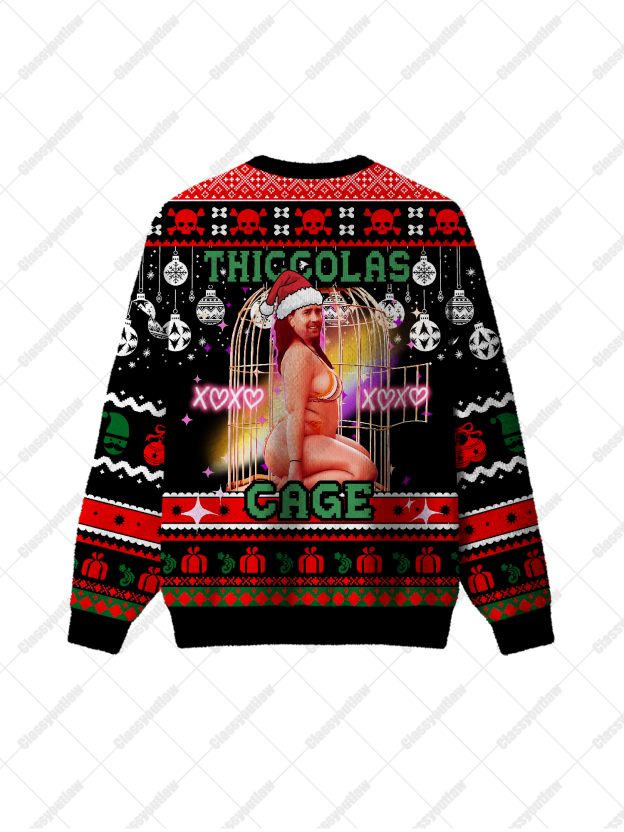 Thiccolas Cage UGLY CHRISTMAS SWEATSHIRT