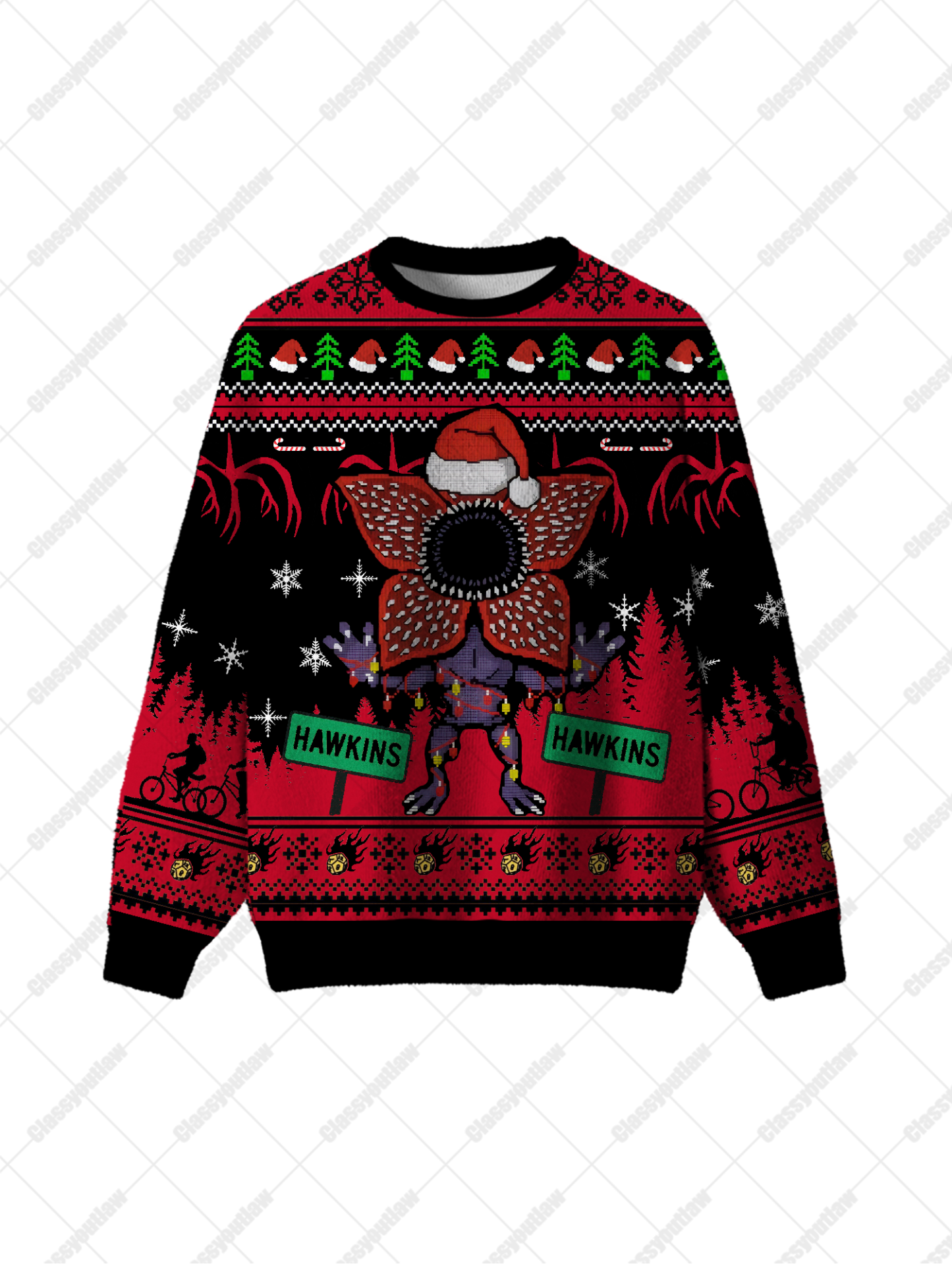 Christmas Demogorgon UGLY CHRISTMAS SWEATSHIRT-ClassyOutlaw Sale