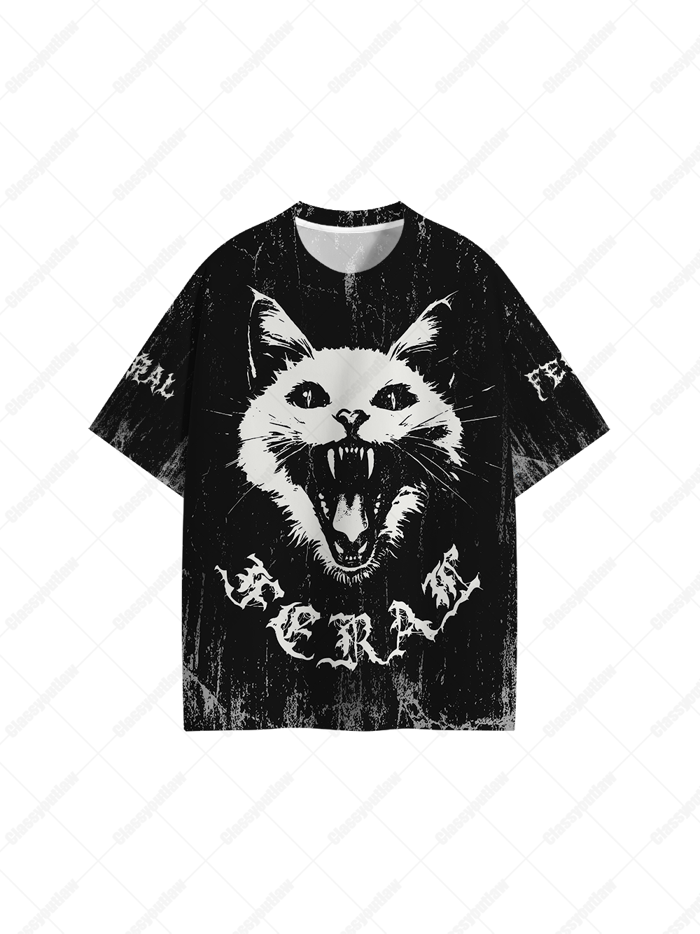 Feral White Cat T-shirt-ClassyOutlaw Sale