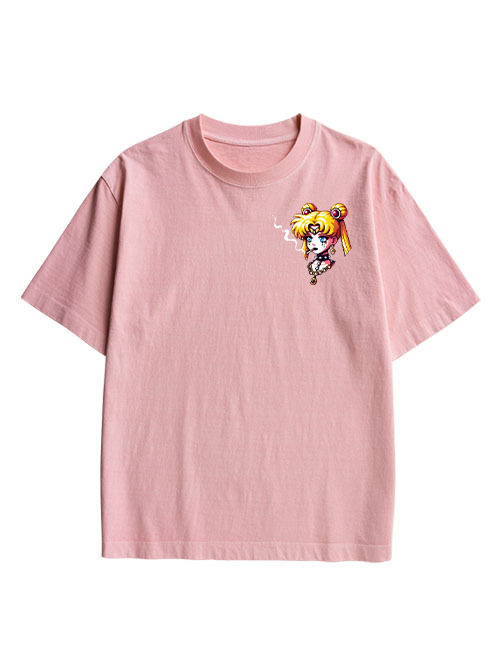 Punk Moon Double Sided Print Washed T-Shirt