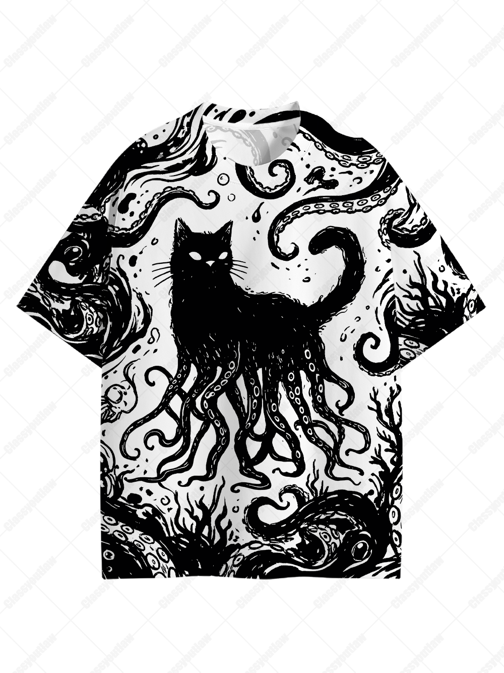 Octopus Tentacle Cat Graphic T-shirt-ClassyOutlaw Sale