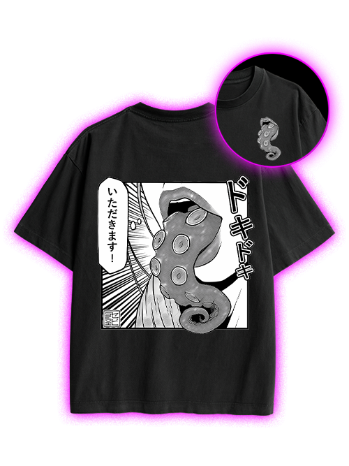 Tentacle Double Sided Print Washed TShirt