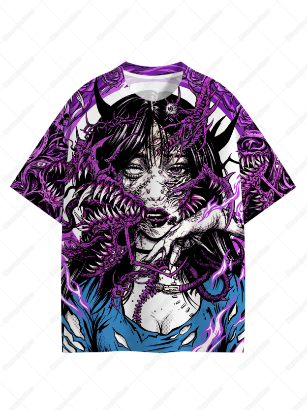 Alien Multi-Eyed Girl Graphic T-shirt