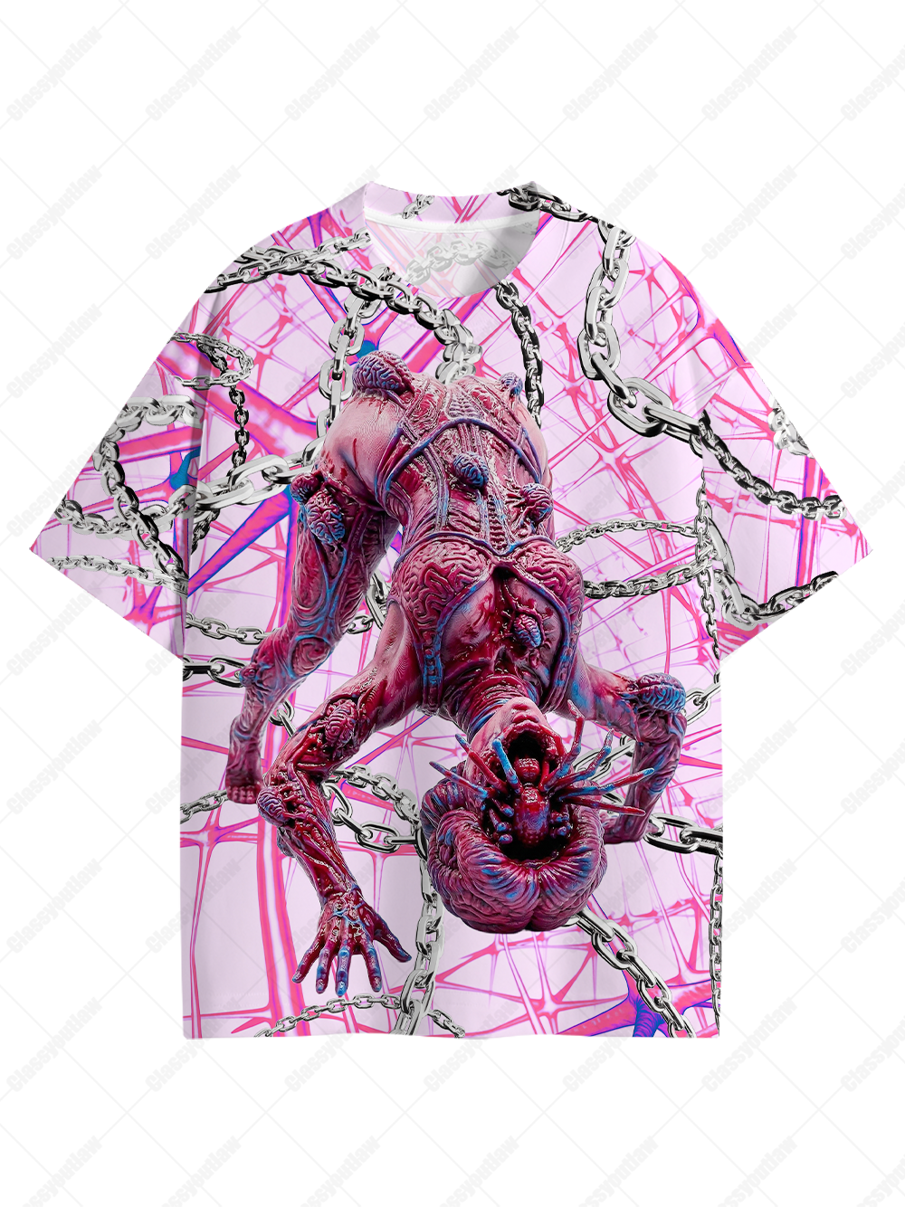 Bio‑Chain Distortion Graphic T-shirt