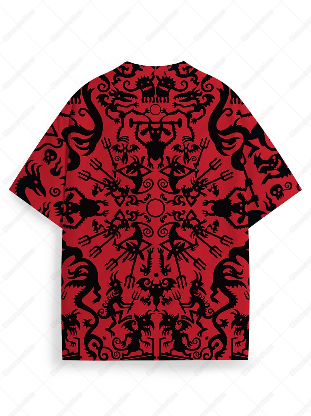 Red Inferno Pattern Graphic T-shirt