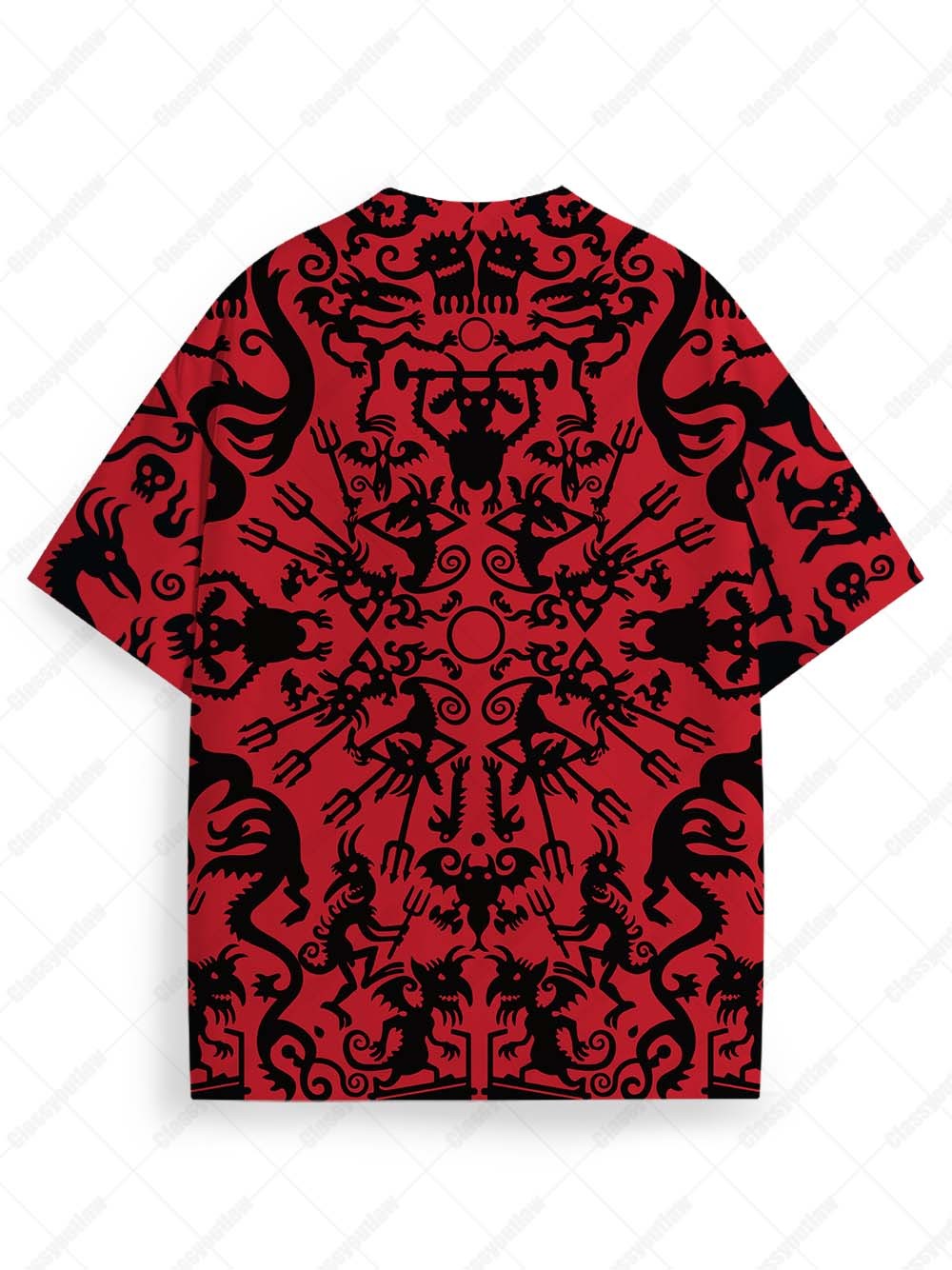 Red Inferno Pattern Graphic T-shirt