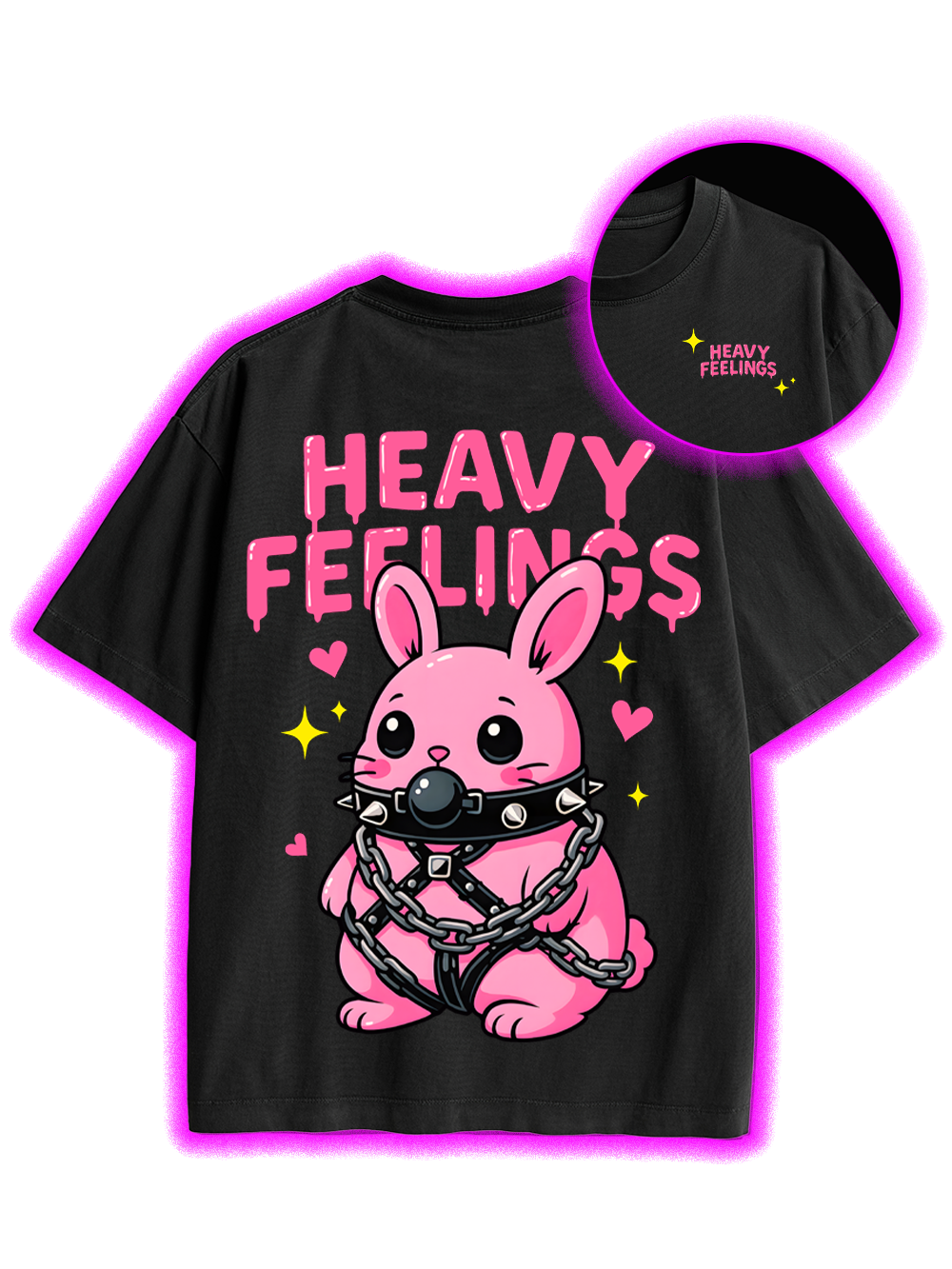 HEAVY FEELINGS Double Sided Print Washed TShirt