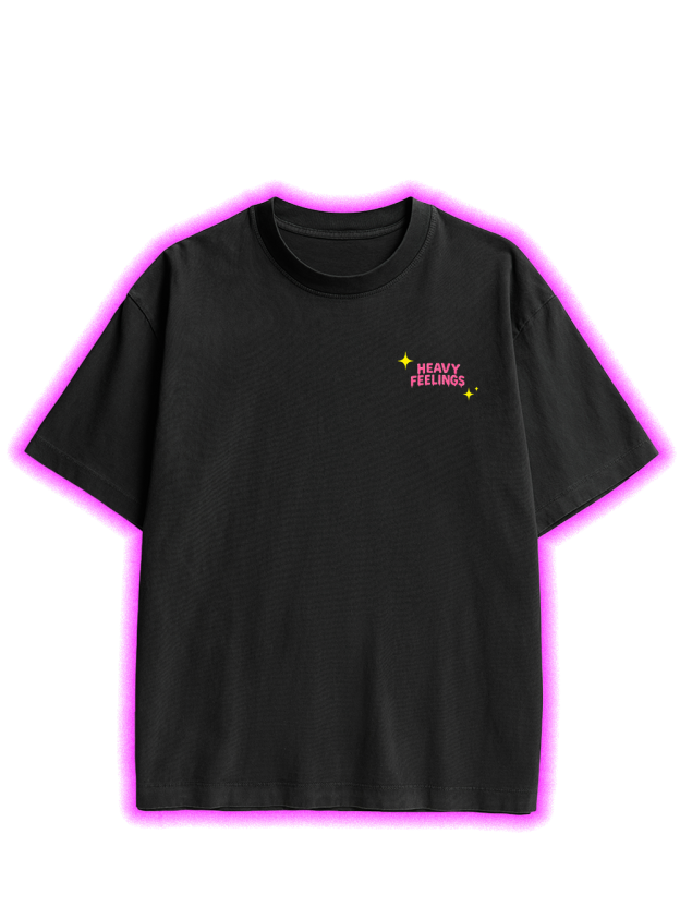 HEAVY FEELINGS Double Sided Print Washed TShirt