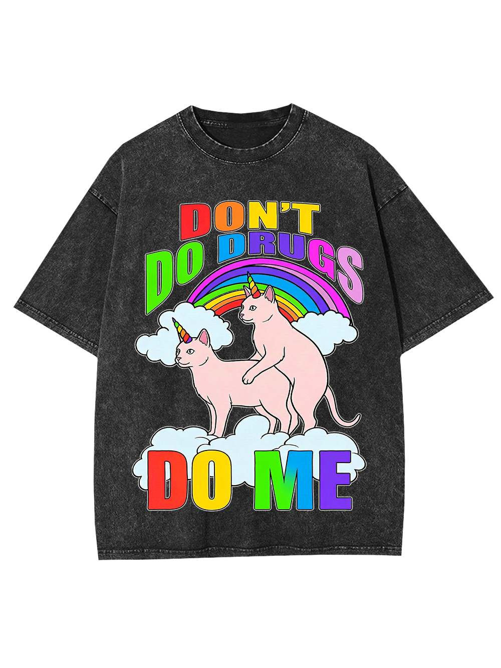 Unicorns Behaving Badly Cat Washed Tshirt