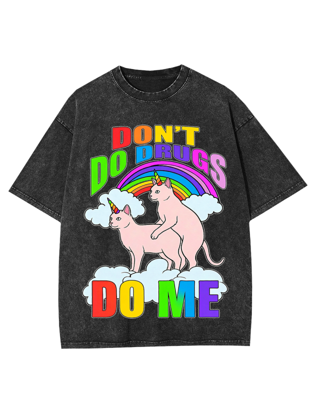 Unicorns Behaving Badly Cat Washed Tshirt