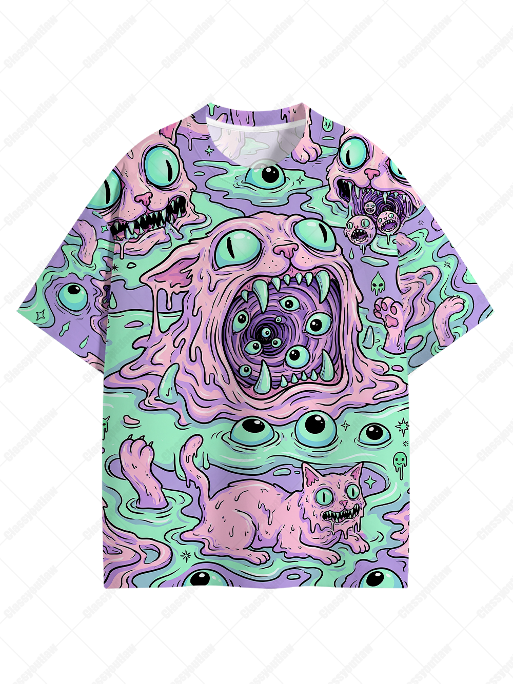 Eyeball Slime Cat Graphic T-shirt