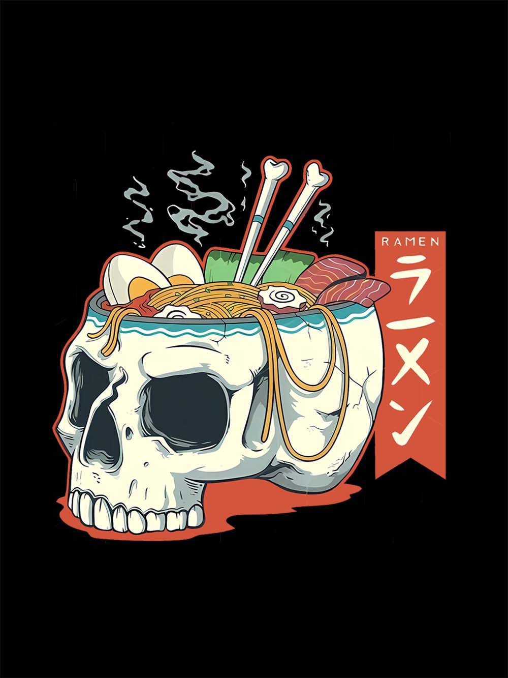 SKULL RAMEN DELIGHT WASHED TSHIRT