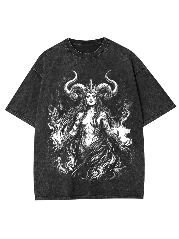 Flamebound Witch – Occult Washed Tshirt
