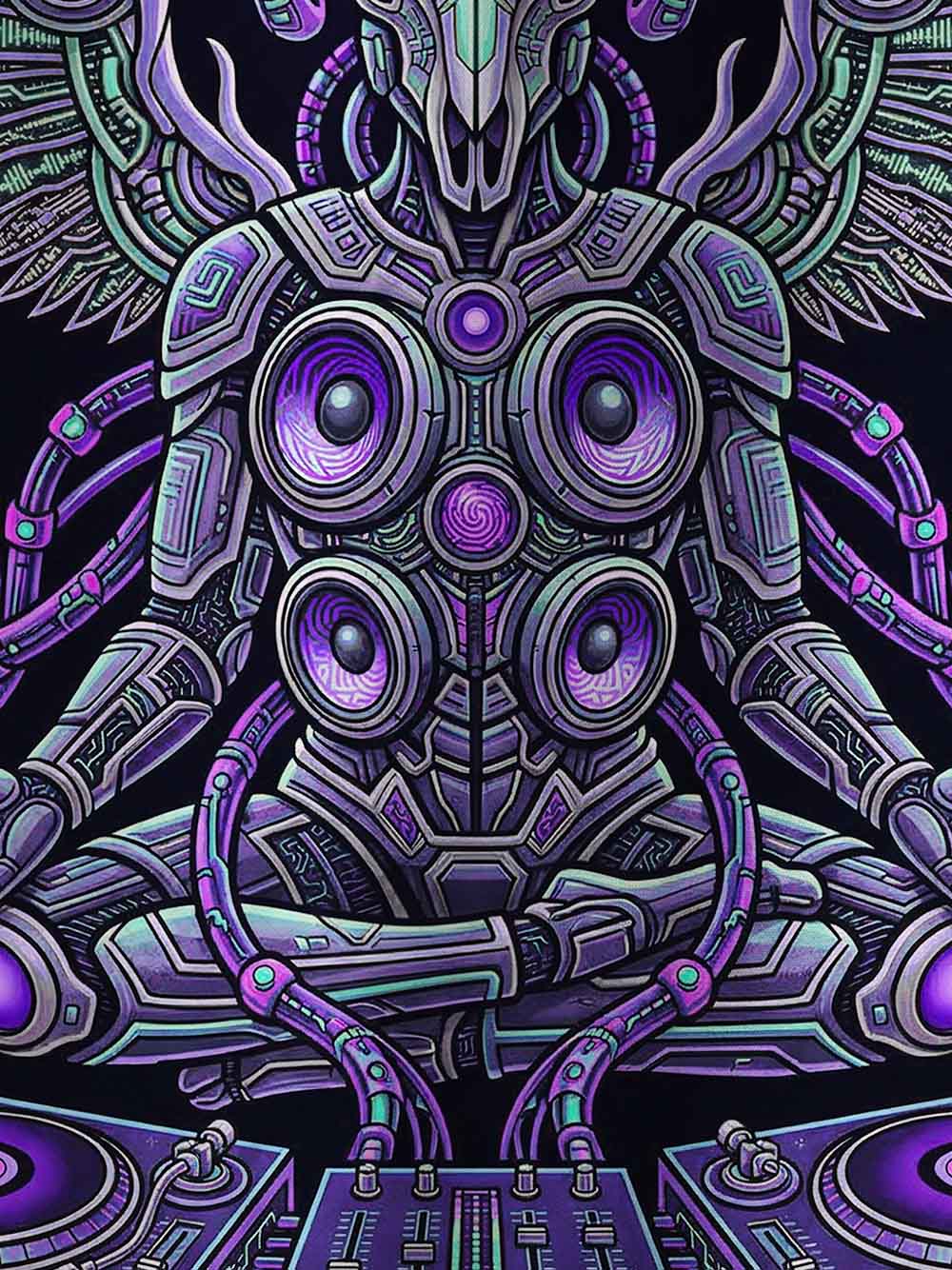 Electric Ascension – Cyber Temple Streetwear Graphic T-shirt