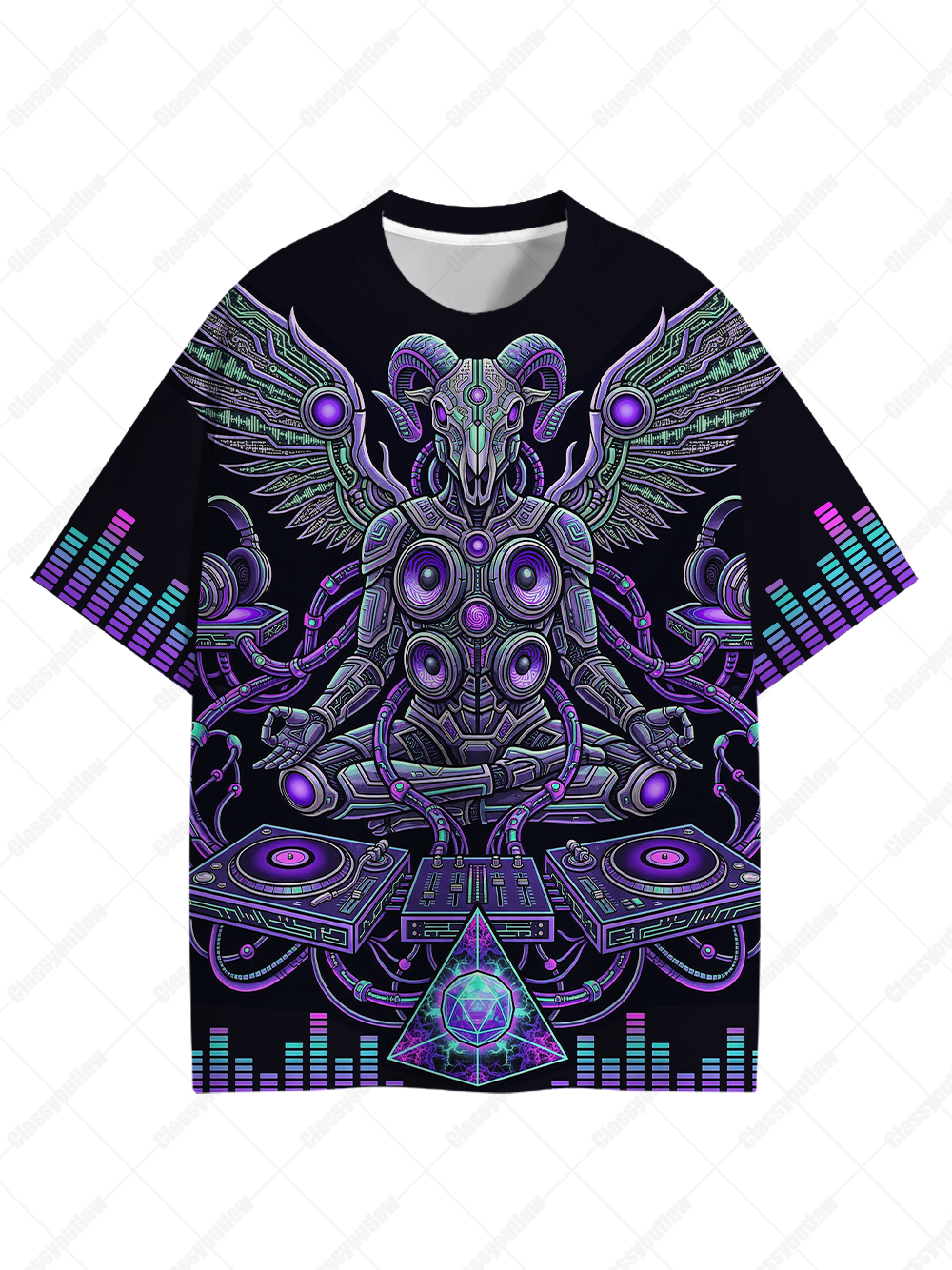 Electric Ascension – Cyber Temple Streetwear Graphic T-shirt