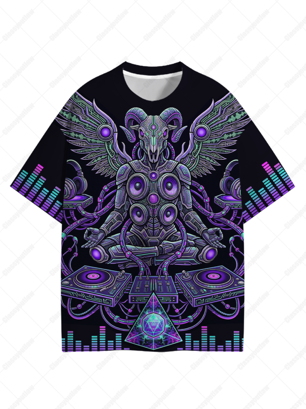 Electric Ascension – Cyber Temple Streetwear Graphic T-shirt