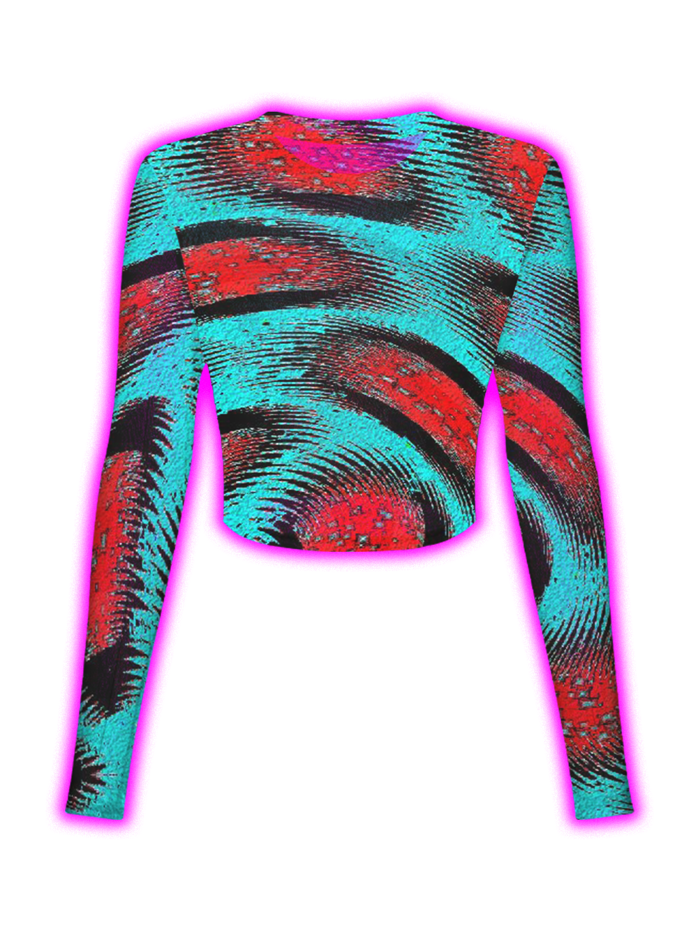 Crimson Wave Illusion Mesh Top