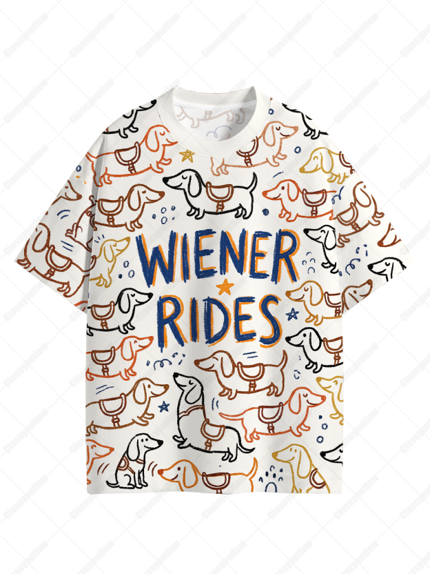 WIENER RIDES Eco Oversized Graphic Tees