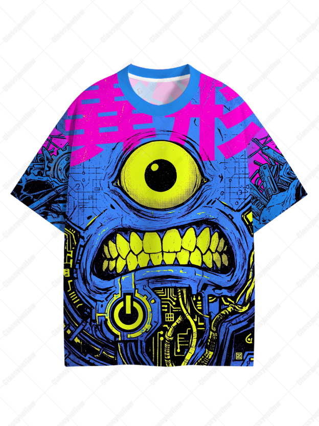Cyber Cyclops Eco Oversized Graphic Tees