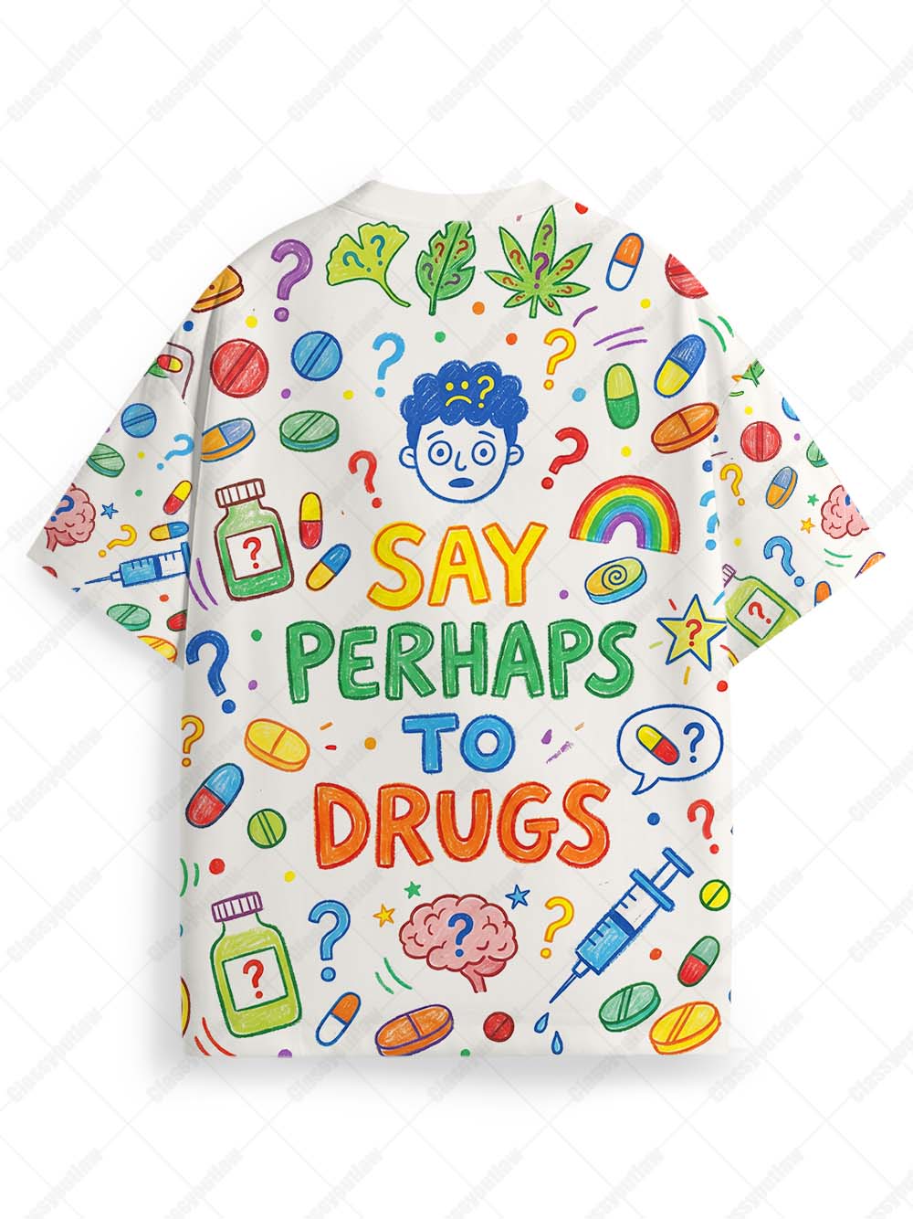 SAY PERHAPS TO DRUGS Eco Oversized Graphic Tees