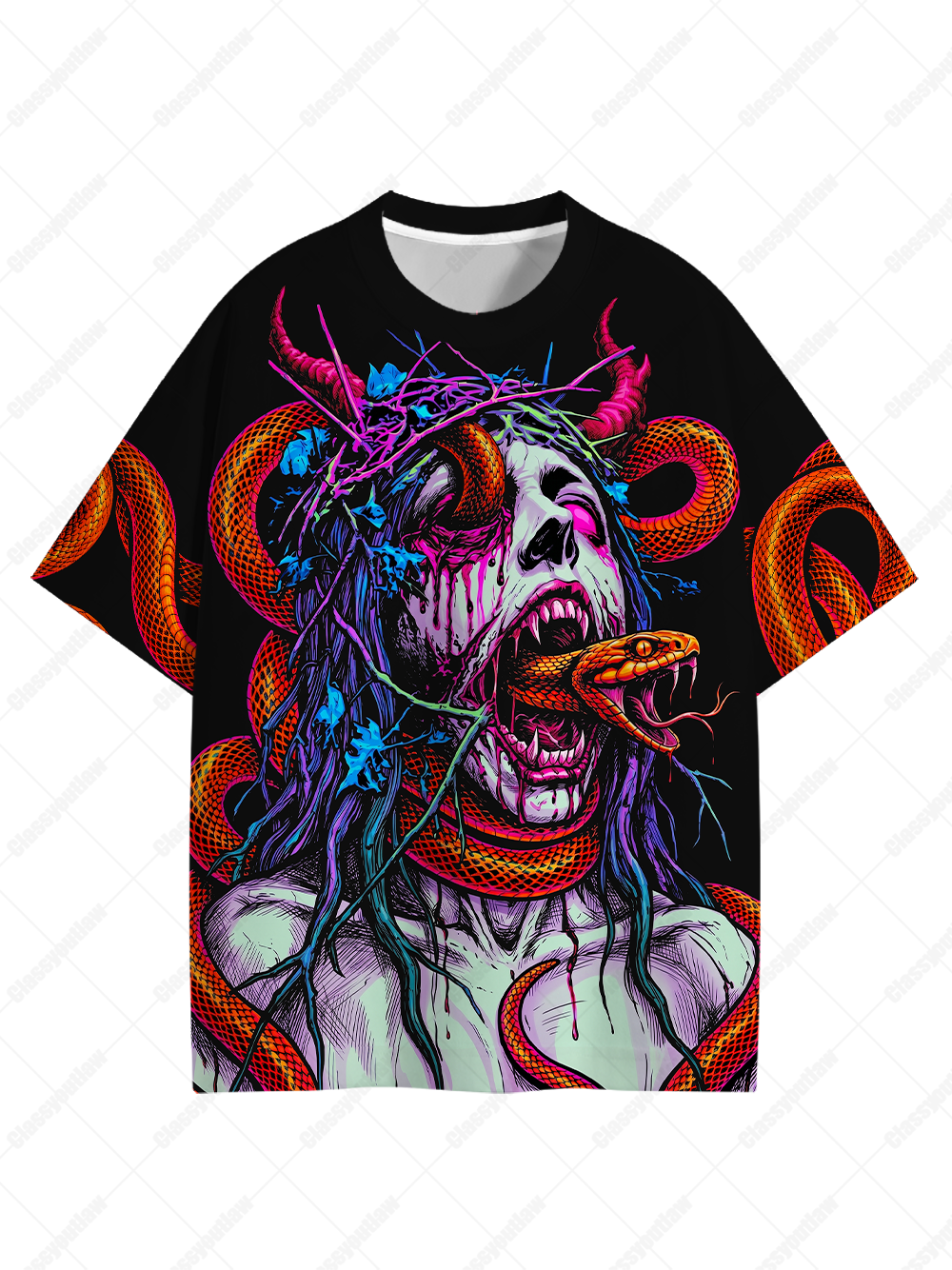 Serpent Sorrow Dark Aesthetic Demon Eco Oversized Graphic Tees