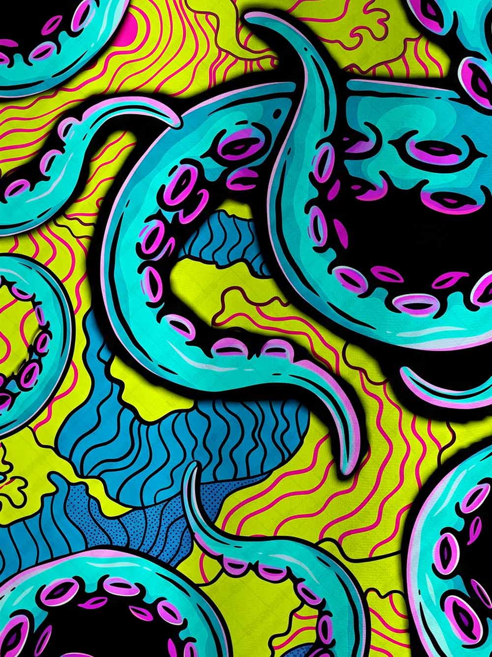 Trippy Tentacles Color Explosion Eco Oversized Graphic Tees