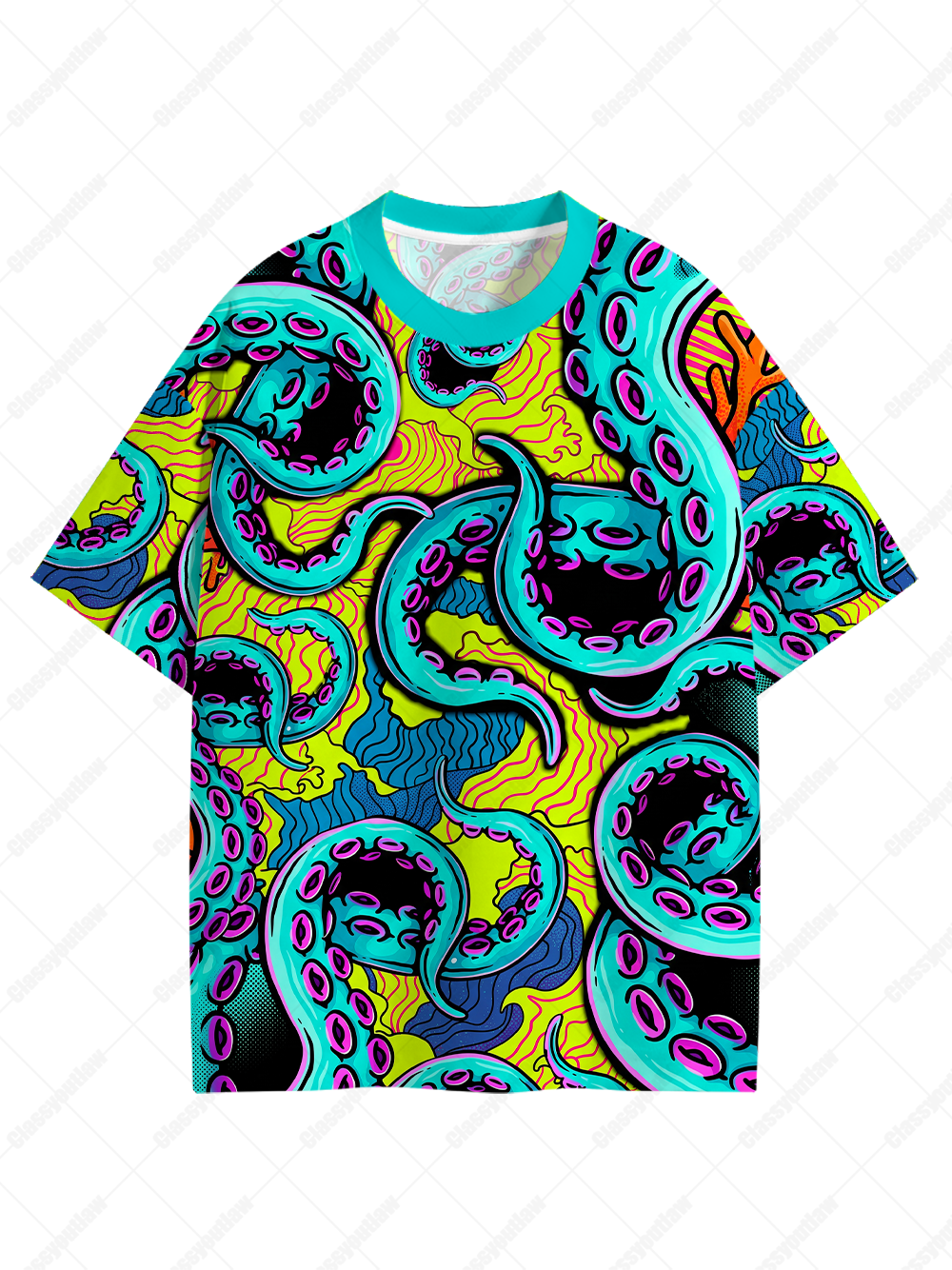 Trippy Tentacles Color Explosion Eco Oversized Graphic Tees