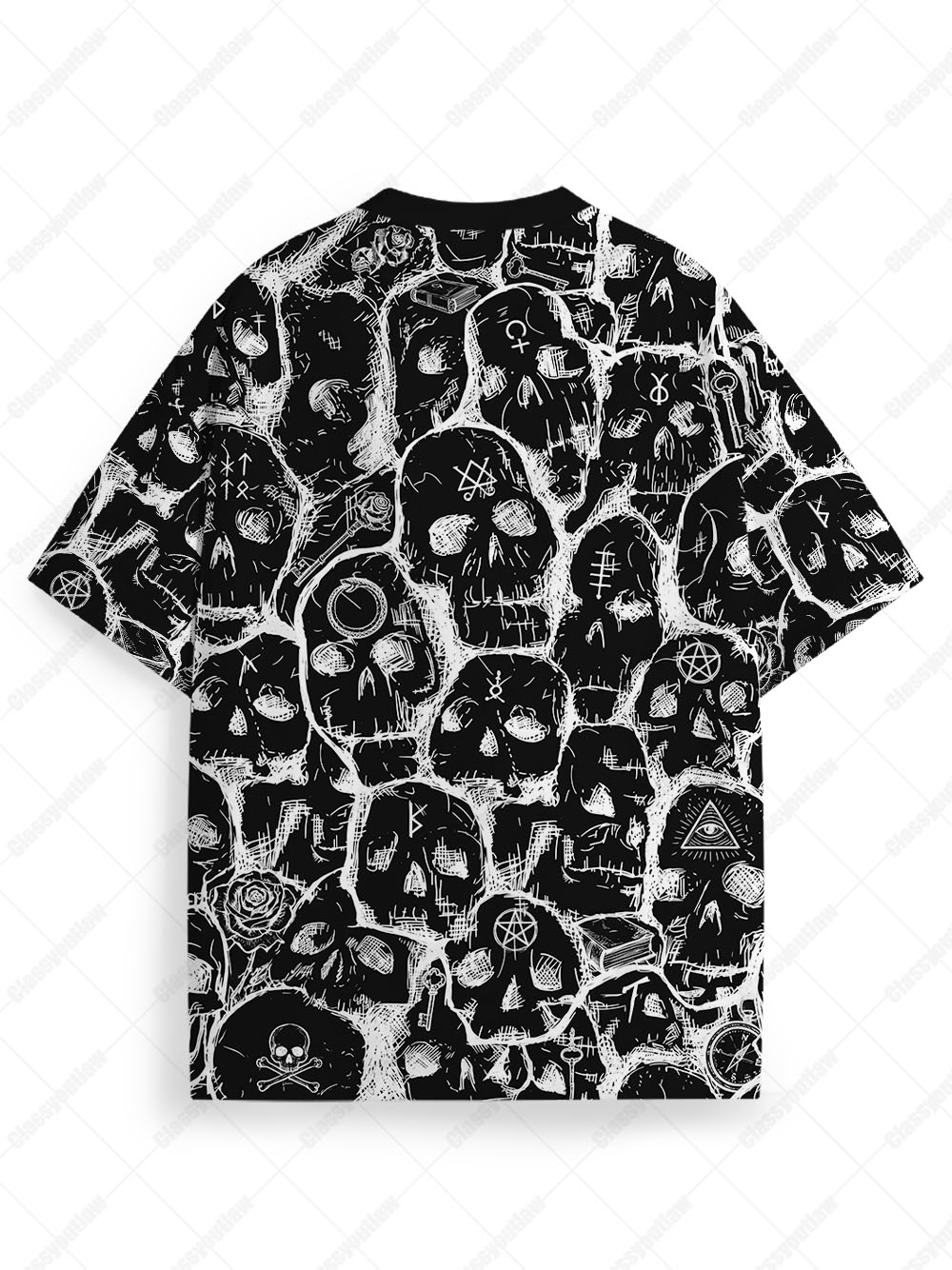 Dark Gothic Punk Skull Eco Oversized Graphic Tees