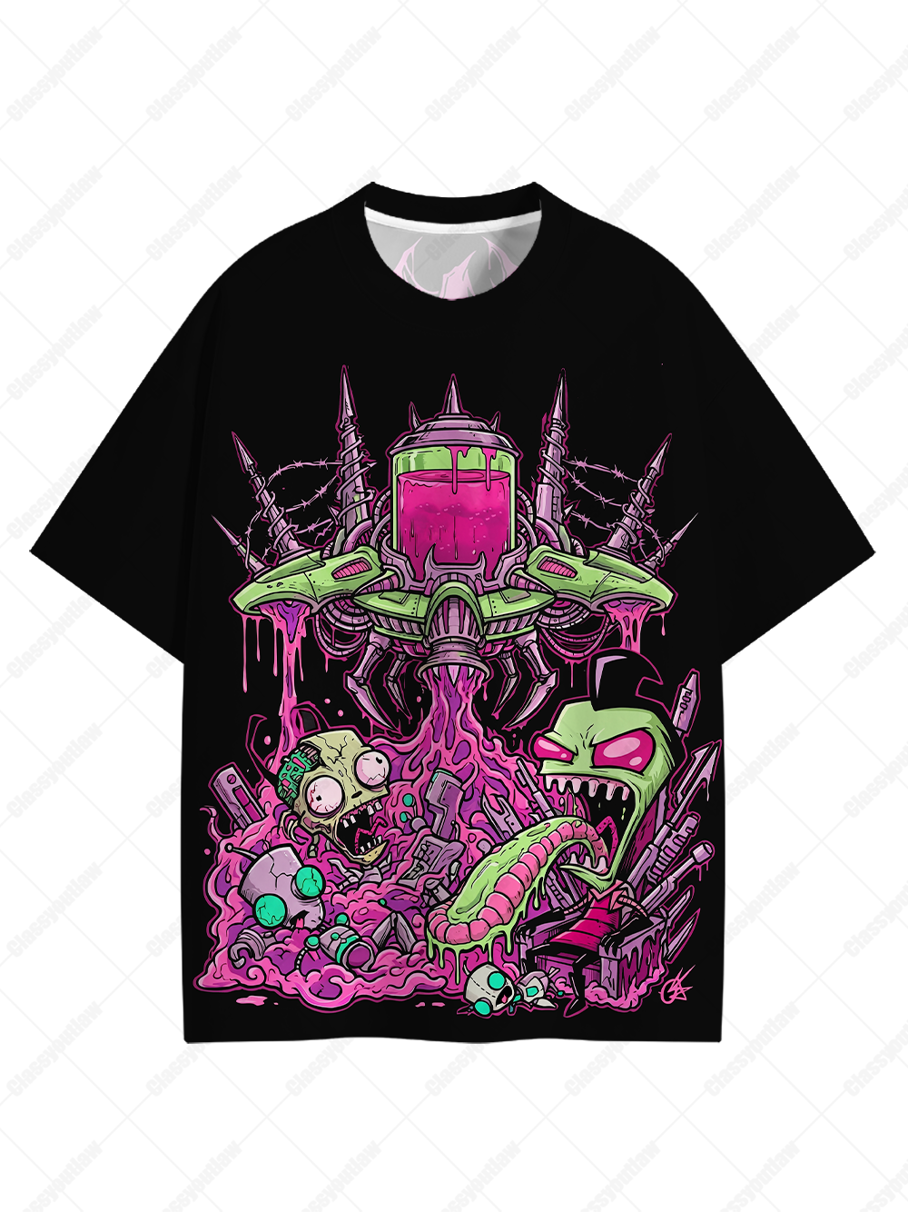 Psychedelic UFO Slime Monster Eco Oversized Graphic Tees