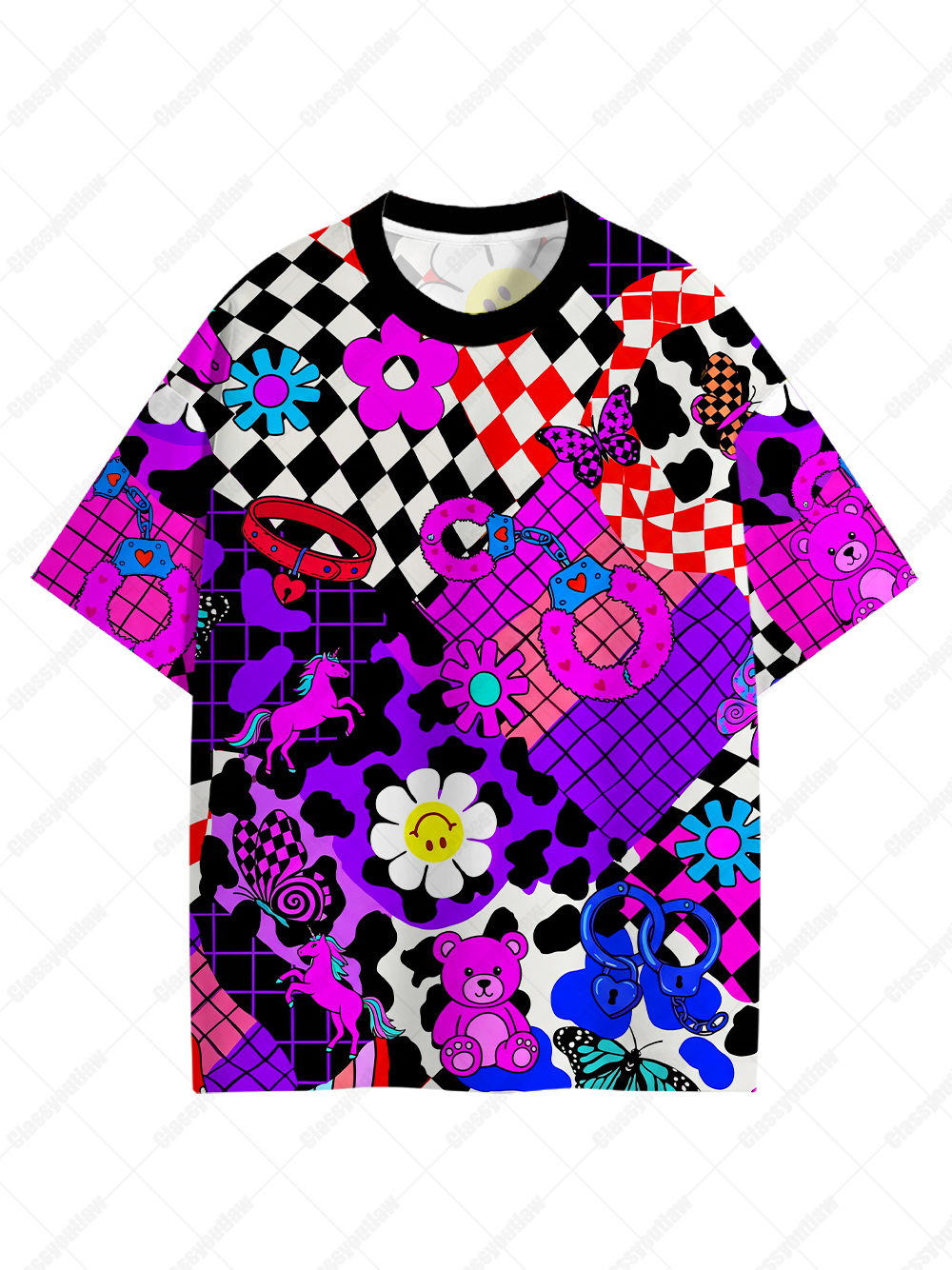 ACIDIC AESTHETIC PATCHWORK ECO OVERSIZED GRAPHIC TEES