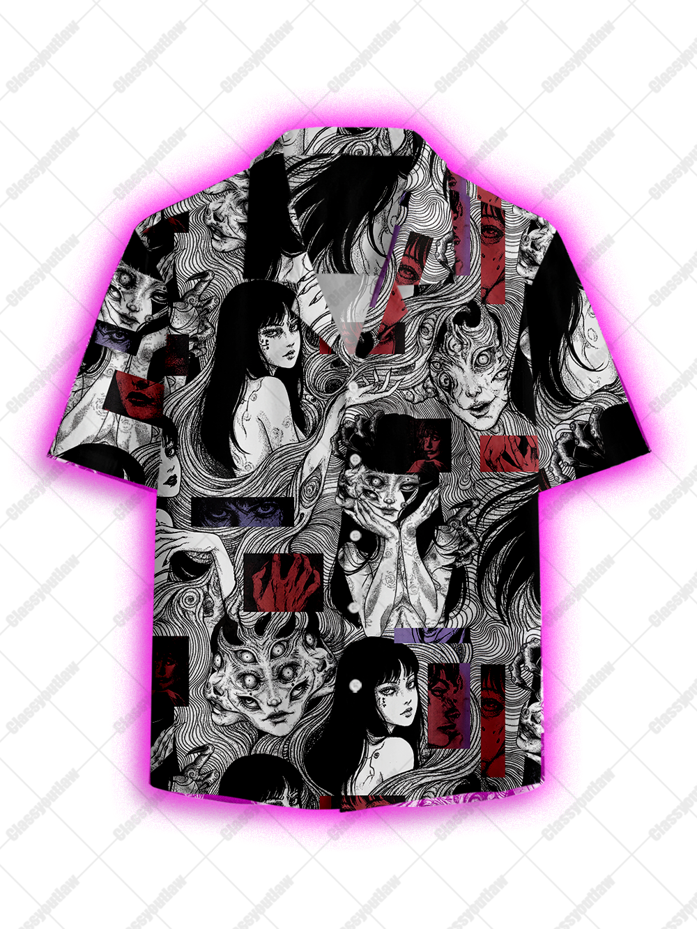 HORRIFIC EYES PSYCHO BUTTON UP POCKET SHIRT