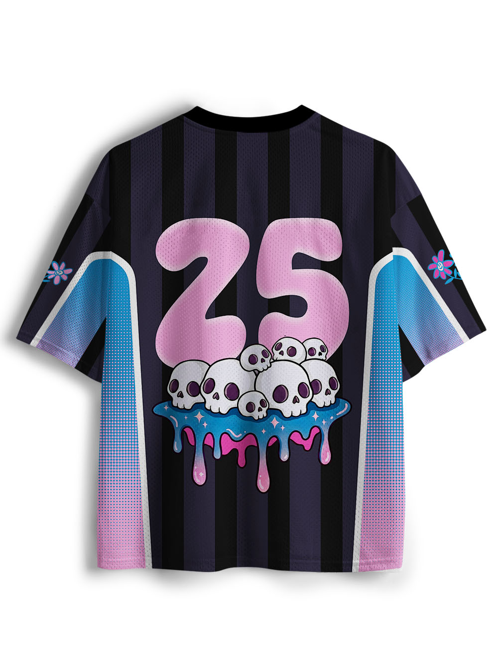 PASTEL GOTH MOON CAT SKULL MESH JERSEY