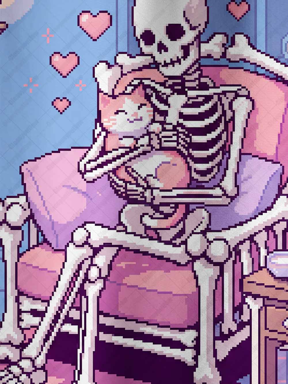 COZY SKELETON CAT LOVER ECO OVERSIZED GRAPHIC TEES