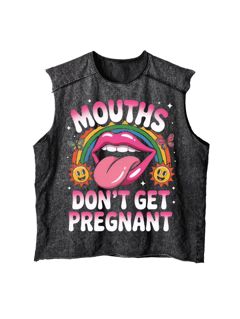 DON'T GET PREGNANT DISTRESSED TANK TOP