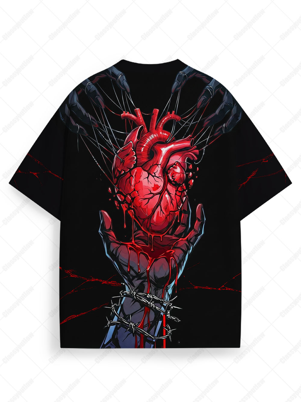 DARK HEART IN CHAINS ECO OVERSIZED GRAPHIC TEES